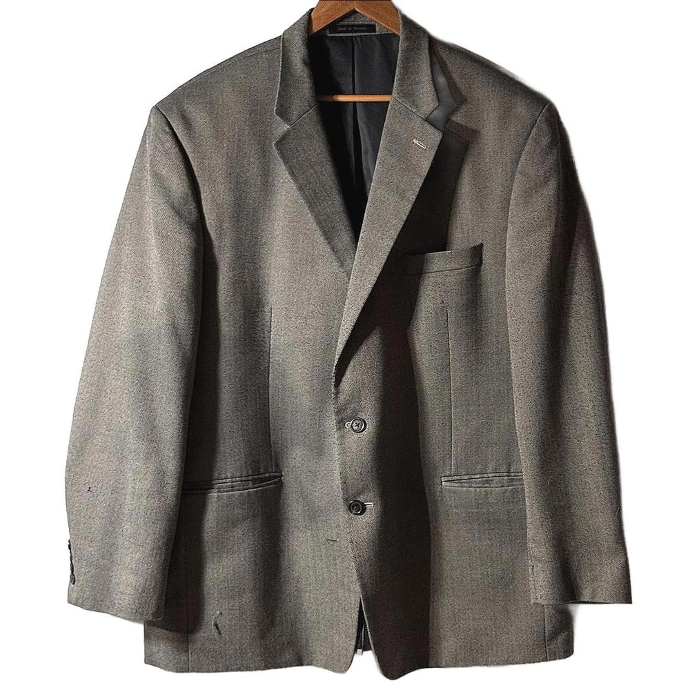 Lauren Ralph Lauren Herringbone Blazer Sport Coat Men's 50L Long Polyester Gray